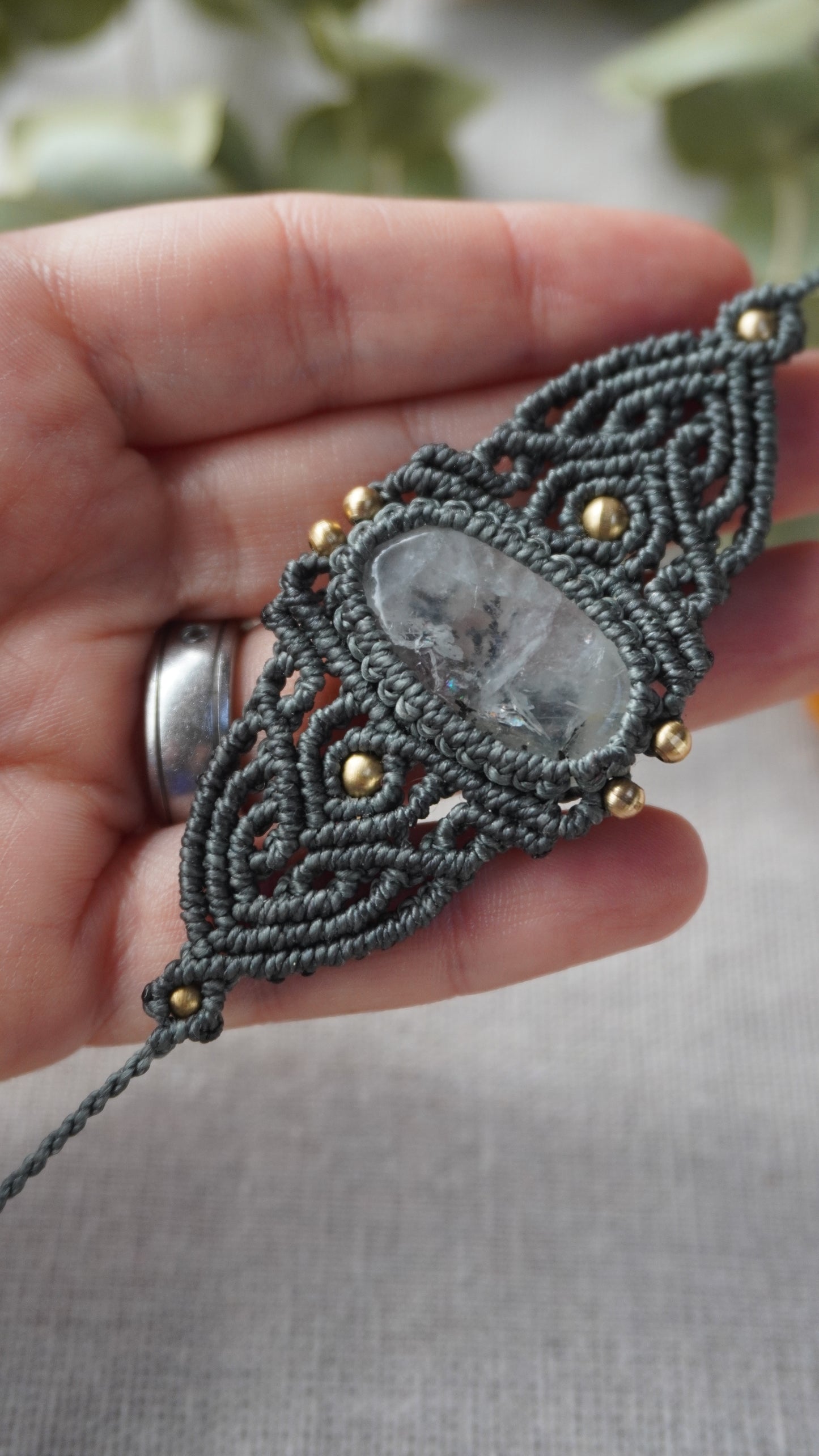 Pulsera Forêt Pétrifiée · Ágata Dendrítica y Macramé