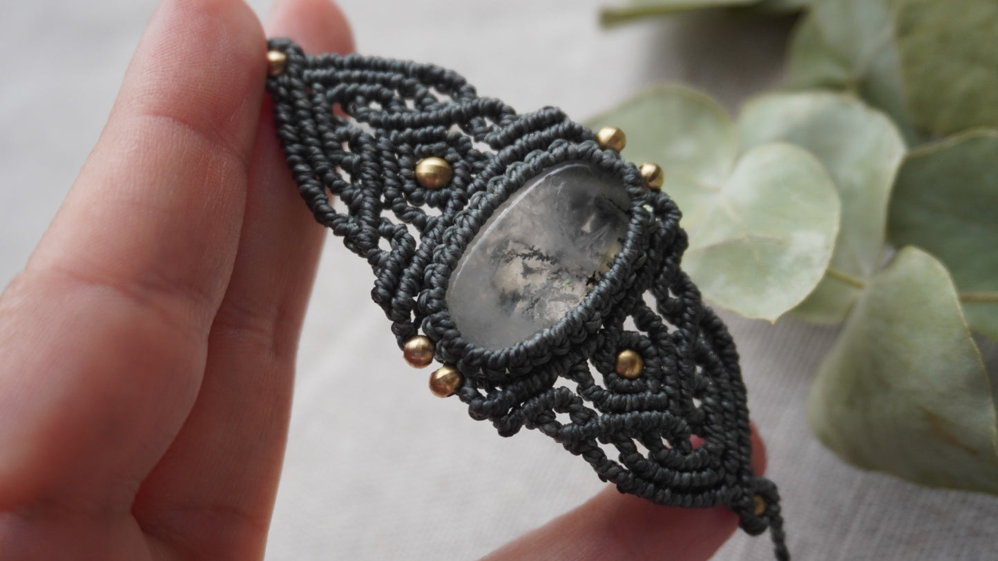 Pulsera Forêt Pétrifiée · Ágata Dendrítica y Macramé